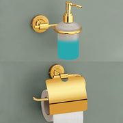 Plantex 304 Grade Stainless Steel Washroom Set of 2 - Toilet Paper Holder/Stand/Liquid Soap Dispenser - Daizy (Golden)