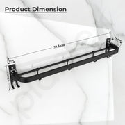 Plantex Stainless Steel Folding Single Towel Rod with Hooks/Towel Holder for Bathroom/Towel Hanger/Towel Stand/Bathroom Accessories - (24 Inch-Black)