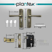 Plantex Premium Door Lock/Main Door Lock for Home/6-Lever Lock Mechanism with 3 Years of Warranty/Mortise Lock for Door - Main Door Lock Set (DTM - 592 - Brass Antique)