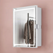 Plantex LED Mirror Cabinet for Bathroom/ABS Storage Cabinet/Mirror Cabinet for Wall/Mirror with Storage for Bathroom - 18x14 Inch (CAB-118, White)