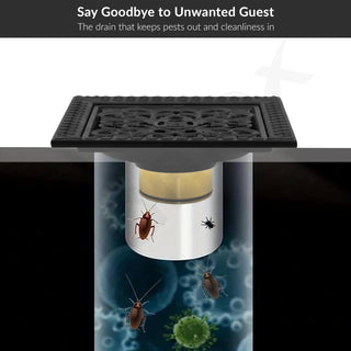 Plantex Solid Brass Floor Drain Cover/Shower Drain/Floor Trap/Bathroom Drain Cover/Jali for Bathroom/Kitchen - (Black, 5 x 5 Inch)