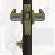 Plantex Heavy Duty Door Lock Bathroom Door Lock/Mortise Keyless Handle Set for Home/Bathroom/Store Room/Balcony/Office with Baby Latch (7086 Ã¢â‚¬â€œ Brass Antique/Satin Black)