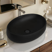 Plantex Ceramic Wash Basin for Bathroom/Table Top Ceramic Basin/Black Washbasin for Bathroom - (CRETA-NS-BLACK-MATT, 23 x 15 x 5.5 Inch)