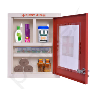 Plantex First Aid Kit Box with Multi Compartment/Emergency Medical Box for Home - School - Office/Medicine Box with Lock & Keys - (Red & Ivory) – GI Steel