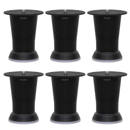 plantex 4 Inch Sofa Legs for Bed Furniture/Sofa Legs for Table/Sofa Support Legs with Rubber Grip (Black, 6 Pcs)