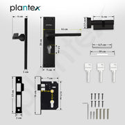 Plantex Stainless Steel Door Lock Handle Set/6-Lever Lock Mechanism with 3 Years of Warranty/Mortise Lock with 3 Keys, Brass Lock Body & Cylinder - (Z-Black)