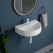 Plantex Ceramic Basin with Stainless Steel Pillar Cock/Wall Hung Basin/Deck Mount Tap/Basin for Bathroom - (Mark -Combo)