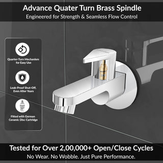 Plantex Pure Brass PAC-1802 Bib Cock Water Tap with Water Saving Aerator/Bib Tap with Brass Wall Flange and Teflon Tape-7 Year Warranty (Mirror Chrome Finish)