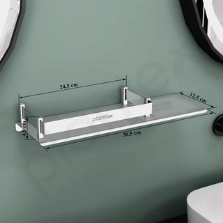 Plantex Stainless Steel Bathroom Shelf with Soap Dish/2in1 Multipurpose Shelf for Bathroom/Bathroom Shelf Rack (15x5 Inches) – Pack of 1