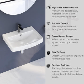 Plantex Platinum Ceramic Rectangular Wall Hung Basin/Washbasin for Bathroom/Wall Mounted Wash Basin/Sink for Living Room with 10 Years Glaze Warranty by Plantex(Glossy White - 20 x 15 x 8 Inch)