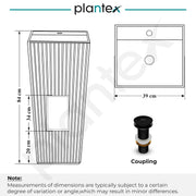 Plantex Pedestal Wash Basin/Acrylic Resin & Quartz Free Standing Wash Basin/Square Basin for Bathroom/Home/Office/Hotel - (10049, Black)