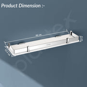 Plantex Acrylic Shelf for Bathroom/Living Room Wall Mounted Shelf with Silver Railings - Bathroom Accessories (White, 18x6 inches)