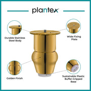 Plantex 4 Inch Sofa Legs for Bed Furniture/Sofa Legs for Table/Sofa Support Legs with Rubber Grip (Gold, 8 Pcs)