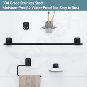 Plantex Cute 304 Grade Stainless Steel Towel Rod for Bathroom/Soap Holder/Napkin Ring/Tumbler Holder/Robe Hook/Bathroom Accessories - Black