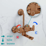 Plantex Pure Brass Wall Mixer for Bathroom 2 In1 with L-Bend Provison for Overhead Shower/Mixer Tap for Bathroom with Water Saving Aerator -7 Year Warranty by Plantex (Orn-218- Rose Gold)