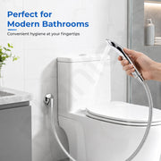 Plantex Health Faucet for Toilet/Jet Spray for Bathroom/Toilet Jet Spray for High Water Pressure - Pack of 1 (White & Chrome)