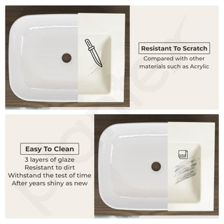 Plantex Ceramic Wash Basin/Basin for Bathroom/Tabletop/Countertop Wash Basin/Bathroom Basin - (Glam, White)