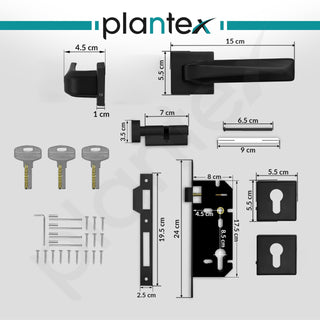 Plantex Premium Door Lock with 3 Years of Warranty/Main Door Locks for Home/Mortise Lock Set for Door (PT-013, Black)