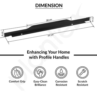 Plantex Profile Handle for Kitchen Cabinet/24 Inch Alluminium Drawer Profile Handle/Wardrobe Pull Handle for Home/Office/Hotel - Pack of 5 (Black)