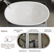 Plantex Bathtub For Bathroom/Bath tub for Adults/Deep Soaker Freestanding Bathtub with Overflow, Popup and Drain Pipe (BSM-211-White-1700mm)