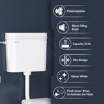 Plantex Flush Tank for Toilet/Single Flushing Cistern for Bathroom with 10 Ltr Water Capacity/Polypropylene Toilet Flush Tank - Pack of 1 (Classic, White)