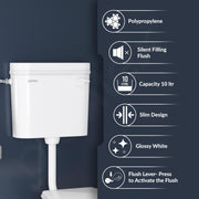 Plantex Flush Tank for Toilet/Single Flushing Cistern for Bathroom with 10 Ltr Water Capacity/Polypropylene Toilet Flush Tank - Pack of 1 (Classic, White)