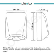 Plantex Automatic Hand Dryer/1200W Small Hand Dryer Machine/Hand Wash Air Dryer for Bathroom/Office/Hotel/Commercial Use (White)