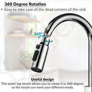 Plantex Tap Extension for Kitchen Sink/360Ã‚Â° Swivel Kitchen Sink Faucet Aerator/Upto 70% Water Saving/3 Anti-Splash Modes Sprayer/Fits F22 and M24 mm Tap (XL-2047 Chrome)