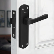 Plantex Heavy Duty Bathroom Door Lock/Mortise Handle Lock/8inch Keyless Plate Handle Set for Home/Bathroom/Store Room/Balcony/Office with Baby Latch (8132- Z-Black)