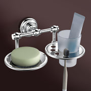 Plantex Platinum Stainless Steel 304 Grade Skyllo 2in1 Soap Dish with Tumbler Holder/Soap Stand/Tooth Brush Holder/Bathroom Accessories(Chrome) - Pack of 1