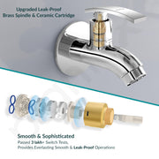 Plantex Pure Brass Single Lever Short Body Bib Tap with Water Saving Techonlogy Tap/Water Tap with Teflon Tape & Wall Flange for Bathroom (ZUR-1502, Chrome)
