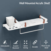 Plantex 5mm Acrylic and ABS Plastic 3 in 1 Multipurpose Bathroom Shelf/Rack/Towel Hanger/Tumbler Holder/Bathroom Accessories (15 x 5 Inches) - Pack of 1