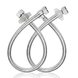 Plantex Stainless Steel Leak Proof Geyser Connection Pipe | 24 Inch Hot & Cold Water Geyser Pipe |  Set of 2  | G1/2 Thread | Connection Pipe for Water Heater, Mixer & Sink | Chrome(pk-2)