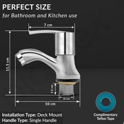Plantex Pure Brass Pillar Cock Tap for Wash Basin with Water Saving Aerator/Tabletop Basin Tap with TeflonTape/7 Year Warranty by Planex (ÃƒÂ¢Ã¢â€šÂ¬Ã…Â½AQ-1403-Mirror Chrome)