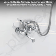 Plantex Telephonic Brass Wall Mixer for Bathroom 2 in 1/Spout Mixer Tap/Hand Shower/Mixer Tap for Bathroom with 7-Year Manufacturer's Warranty-(Flo-817 Chrome)