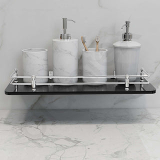Plantex Premium Black Glass Shelf for Bathroom/Kitchen/Living Room - Bathroom Accessories (Polished 15x6 - Pack of 1)