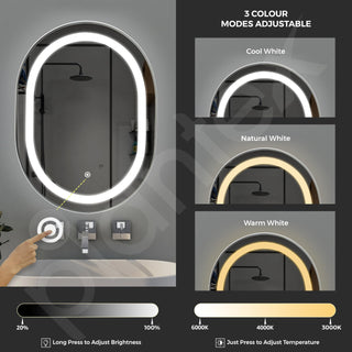 Plantex LED Bathroom Mirror with 3 Tone/Designer Mirror for Living Room/Bedroom/Dressing Room - Capsule Shape (18 X 24 Inch)