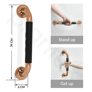 Plantex 304 Stainless Steel Grab Bar for Toilet with Grip/13 inch Anti-Slip Handle for Bathroom Support - Pack of 2 (Rose Gold & Black)