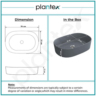Plantex Ceramic Wash Basin for Bathroom/Oval Table Top Basin/Countertop Vessel Sink for Home/Hotel - (3061, Cloud Grey)
