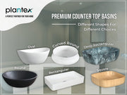 Plantex Premium Tabletop Ceramic Square Wash Basin/Countertop Bathroom Sink (Smoke, 16 x 16 x 5 Inch)