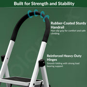 Plantex Steel Ladder for Home/Strong Foldable Wide 7 Step Ladder/Anti-Skid 7 Step Ladder - (Apex - White)