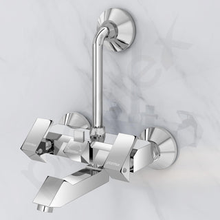 Plantex Brass Wall Mixer for Bathroom with L-Bend Connector for Overhead Shower/Mixer Tap/Wall Mixer for Bathroom 2 in 1 with 7-Year Manufacturer's Warranty- (Pri-318-Chrome)