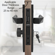 Plantex Heavy-Duty Door Lock Handle Set/6-Lever Lock Mechanism with 3 Years of Warranty/Mortise Lock with 3 Keys, Brass Lock Body & Cylinder - (Z-Black)