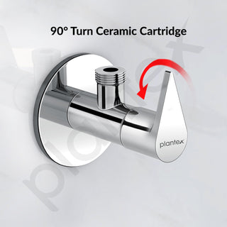 Plantex Brass Angle Valve with Wall Flange & Teflon Tape/Angle Cock/Angle valve for Bathroom with 7-Year Warranty - (PAC-1805 Nickel Chrome)