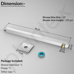 Plantex 18-Inch Shower Arm for Overhead Shower/Stainless Steel Shower Pipe/Wall Mount Bathroom Fitting with ½-Inch Thread - Pack of 1 (Chrome)