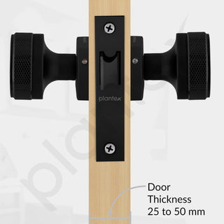 Plantex Heavy Duty Door Lock – Bathroom Door Lock/Mortise Keyless Knob Handle Set for Home/Bathroom/Store Room/Balcony/Office with Baby Latch (604 - Black)