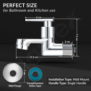 Plantex Pure Brass LEA-701 Water Tap for Bathroom with Water-Saving Technology Tap/Wall Mount Bib Tap with Wall Flange & Teflon Tape-7 Year Warranty (Chrome Finish)