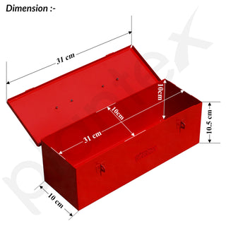 Plantex 12-inch Metal Tool Box for Tools/Tool Box Empty for Home Use/Compact Tools Box (Red) 31 X 11 X 10.5 cm