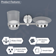 Plantex 304 Grade Stainless Steel Soap and Brush Holder Stand for Bathroom and Wash Basin/Bathroom Accessories - Oreo (Chrome)