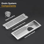 Plantex 304 Grade Stainless Steel Shower Water Drain Channel/12x4 Inch Floor Drain/Drainage Cover/Floor Drain Cover with Removable Grate - (PALO, Chrome)